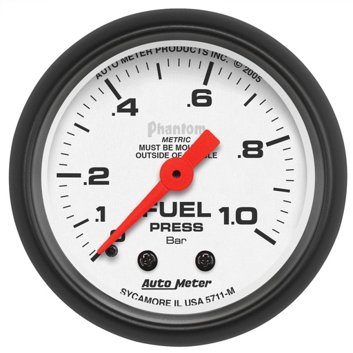 [ATM-5711-M] AutoMeter 2-1/16" FUEL PRESSURE, 0-1.0 BAR, MECHANICAL, PHANTOM