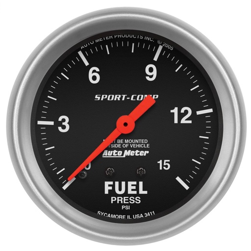 [ATM-3411] AutoMeter 2-5/8" FUEL PRESSURE, 0-15 PSI, MECHANICAL, SPORT-COMP