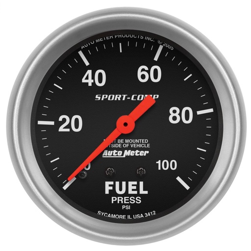 [ATM-3412] AutoMeter 2-5/8" FUEL PRESSURE, 0-100 PSI, MECHANICAL, SPORT-COMP