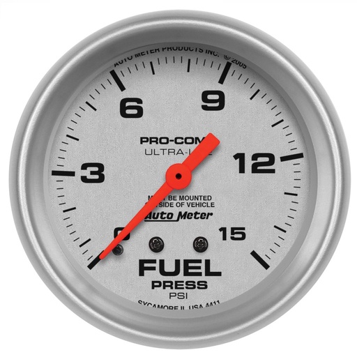 [ATM-4411] AutoMeter 2-5/8" FUEL PRESSURE, 0-15 PSI, MECHANICAL, ULTRA-LITE