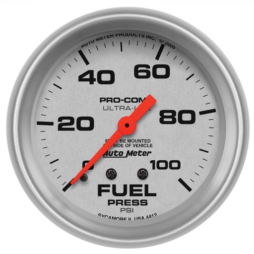 [ATM-4412] AutoMeter 2-5/8" FUEL PRESSURE, 0-100 PSI, MECHANICAL, ULTRA-LITE