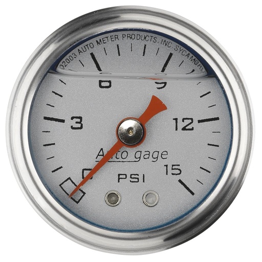 [ATM-2178] AutoMeter 1-1/2" PRESSURE, 0-15 PSI, MECHANICAL, SILVER