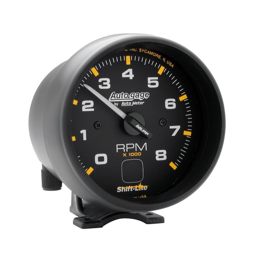 [ATM-2302] AutoMeter 3-3/4" PEDESTAL tachometer, 0-8,000 RPM, BLACK/BLACK, INT. SHIFT LIGHT, AUTO GAGE