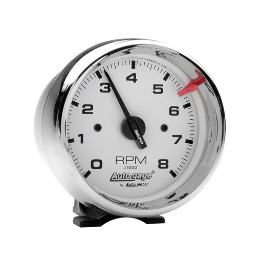 [ATM-2304] AutoMeter 3-3/4" PEDESTAL tachometer, 0-8,000 RPM, WHITE/CHROME, AUTO GAGE