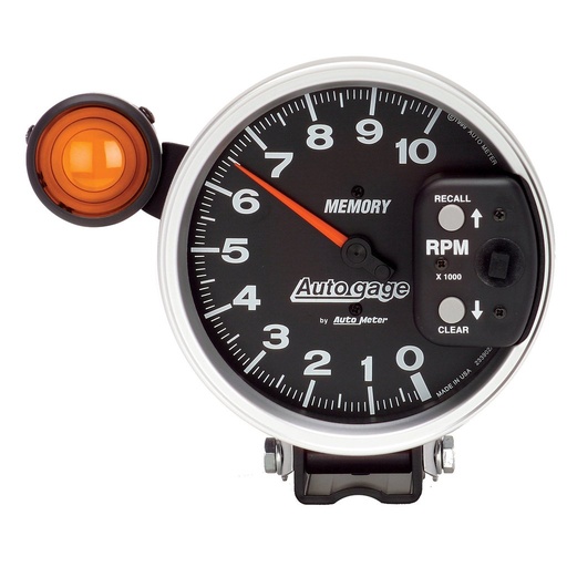 [ATM-233906] AutoMeter 5" PEDESTAL tachometer, 0-10,000 RPM, MEMORY, SHIFT LIGHT, BLACK, AUTO GAGE