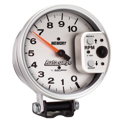 [ATM-233907] AutoMeter 5" PEDESTAL tachometer, 0-10,000 RPM, MEMORY, SILVER, AUTO GAGE