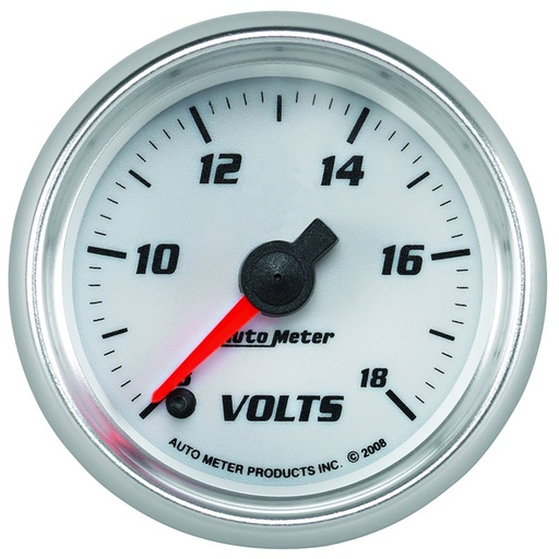 [ATM-19792] AutoMeter 2-1/16" VOLTMETER, 8-18V, DIGITAL STEPPER MOTOR, WHITE/BRIGHT ANODIZED, PRO-CYCLE