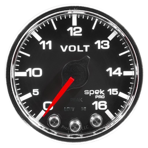 [ATM-P34431] AutoMeter 2-1/16" VOLTMETER, 0-16V, DIGITAL STEPPER MOTOR, SPEK-PRO, BLACK DIAL, CHROME BEZEL, CLEAR LENS