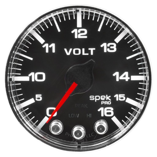 [ATM-P344318] AutoMeter 2-1/16" VOLTMETER, 0-16V, DIGITAL STEPPER MOTOR, SPEK-PRO, BLACK DIAL, CHROME BEZEL, FLAT ANTIGLARE LENS