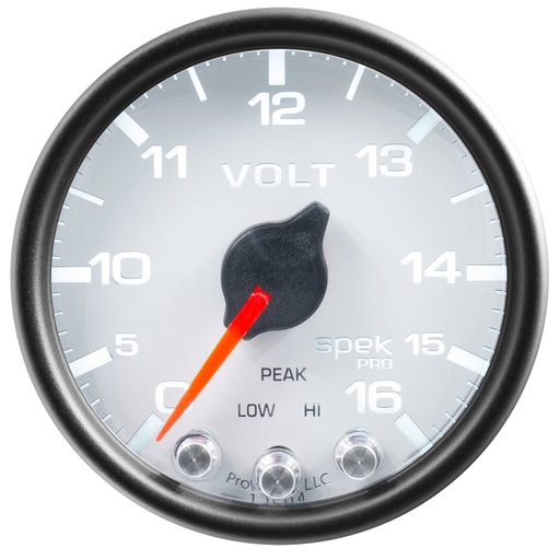 [ATM-P34412] AutoMeter 2-1/16" VOLTMETER, 0-16V, DIGITAL STEPPER MOTOR, SPEK-PRO, WHITE DIAL, BLACK BEZEL, CLEAR LENS
