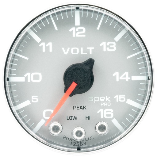 [ATM-P344218] AutoMeter 2-1/16" VOLTMETER, 0-16V, DIGITAL STEPPER MOTOR, SPEK-PRO, SILVER DIAL, CHROME BEZEL, FLAT ANTIGLARE LENS