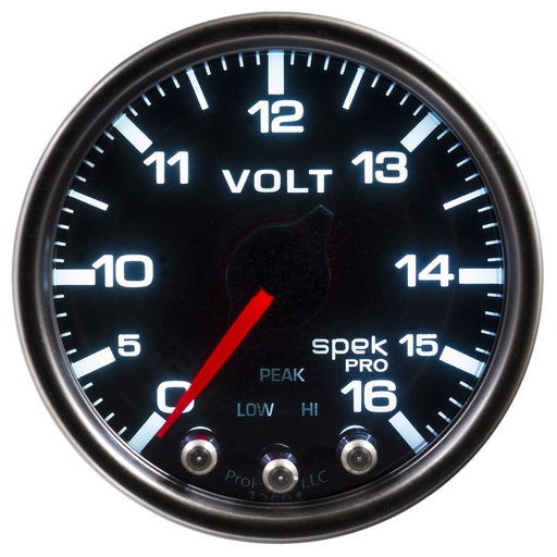[ATM-P34452] AutoMeter 2-1/16" VOLTMETER, 0-16V, DIGITAL STEPPER MOTOR, SPEK-PRO, BLACK DIAL, BLACK BEZEL, SMOKED LENS