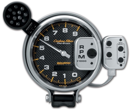 [ATM-6835] AutoMeter 5" tachometer, 0-9000 RPM, PRO-STOCK PEDESTAL W/ SUPER LITE & PEAK MEM, CARBON FIBER