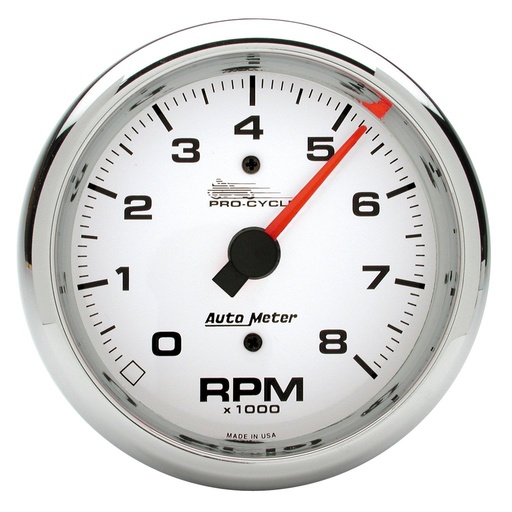 [ATM-19301] AutoMeter 3-3/4" TACHOMETER, 0-8,000 RPM, WHITE, PRO-CYCLE