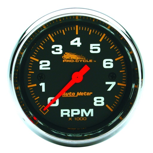 [ATM-19304] AutoMeter 2-5/8" TACHOMETER, 0-8,000 RPM, BLACK W/ CHROME BEZEL, PRO-CYCLE