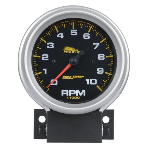 [ATM-19202] AutoMeter 3-3/4" TACHOMETER, 0-10,000 RPM, BLACK W/ SILVER BEZEL, PRO-CYCLE