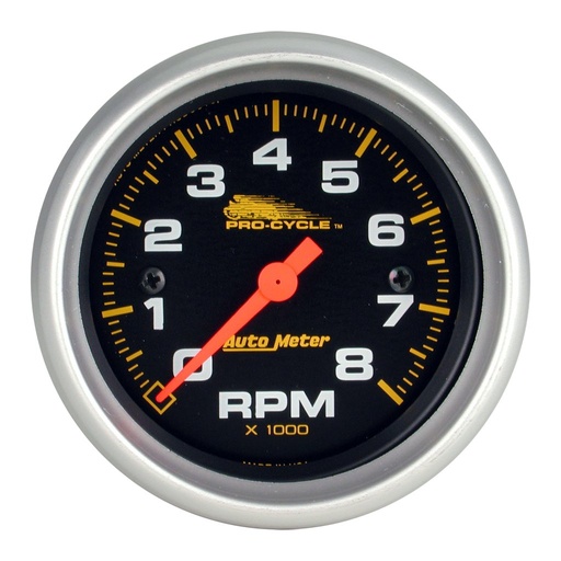 [ATM-19324] AutoMeter 2-5/8" TACHOMETER, 0-8,000 RPM, BLACK W/ SILVER BEZEL, PRO-CYCLE