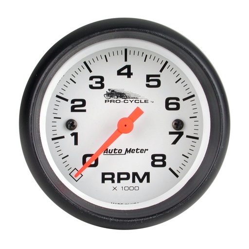 [ATM-19325] AutoMeter 2-5/8" TACHOMETER, 0-8,000 RPM, WHITE W/ BLACK BEZEL, PRO-CYCLE