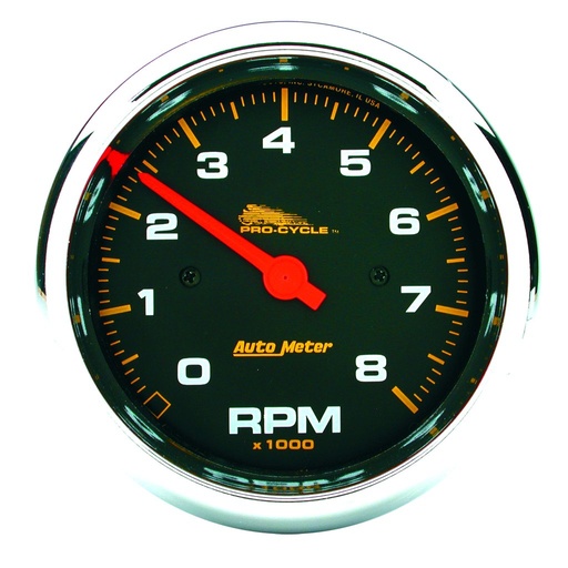 [ATM-19300] AutoMeter 3-3/4" TACHOMETER, 0-8,000 RPM, BLACK W/ CHROME BEZEL, PRO-CYCLE