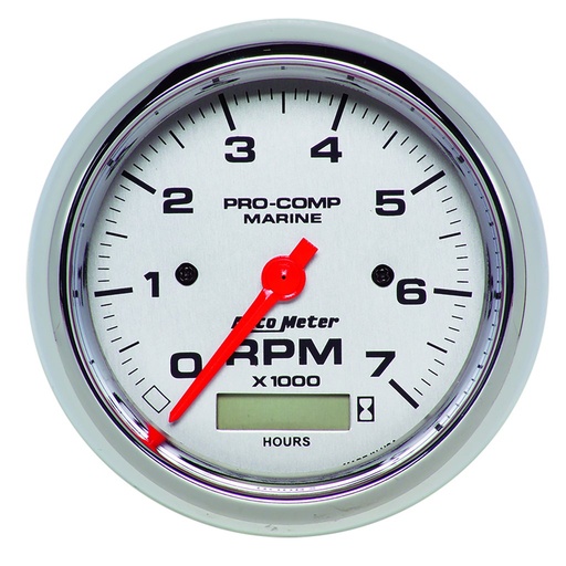 [ATM-200890-35] AutoMeter 3-3/8" IN-DASH TACHOMETER WITH HOUR METER, 0-7,000 RPM, MARINE CHROME