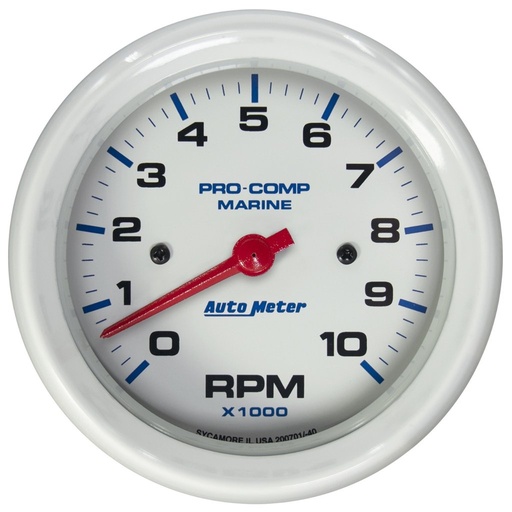 [ATM-200701] AutoMeter 3-3/8" IN-DASH TACHOMETER, 0-10,000 RPM, MARINE WHITE