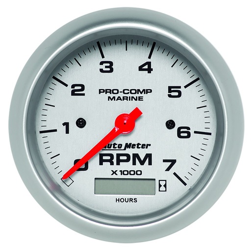 [ATM-200890-33] AutoMeter 3-3/8" IN-DASH TACHOMETER WITH HOUR METER, 0-7,000 RPM, MARINE SILVER