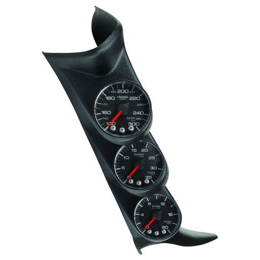 [ATM-P73021] AutoMeter PILLAR KIT, 0-35 PSI/0-2000 °F/100-300 °F, 01-07 GM FULL-SIZE TRUCK, W/ SPEAKER, SPEK-PRO, BLACK DIAL, BLACK BEZEL, FLAT ANTIGLARE LENS