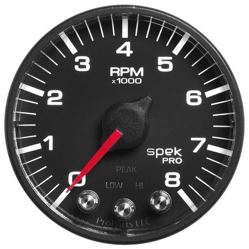 [ATM-P334328] AutoMeter 2-1/16" IN-DASH TACHOMETER, 0-8,000 RPM, SPEK-PRO, BLACK DIAL, BLACK BEZEL, FLAT ANTIGLARE LENS