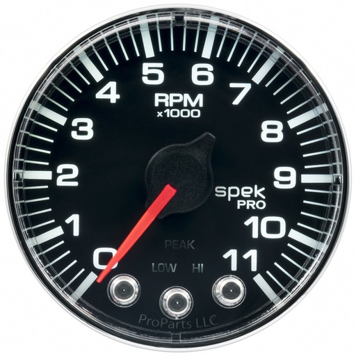 [ATM-P336318] AutoMeter 2-1/16" IN-DASH TACHOMETER, 0-11,000 RPM, SPEK-PRO, BLACK DIAL, CHROME BEZEL, FLAT ANTIGLARE LENS