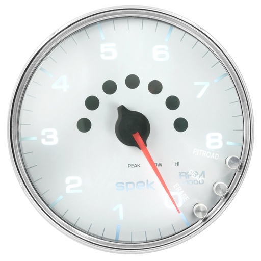 [ATM-P23811] AutoMeter 5" IN-DASH TACHOMETER, 0-8,000 RPM, SPEK-PRO, WHITE DIAL, CHROME BEZEL, CLEAR LENS