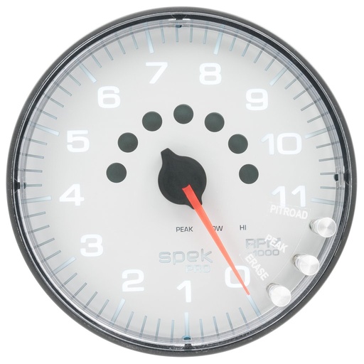 [ATM-P23912] AutoMeter 5" IN-DASH TACHOMETER, 0-11,000 RPM, SPEK-PRO, WHITE DIAL, BLACK BEZEL, CLEAR LENS