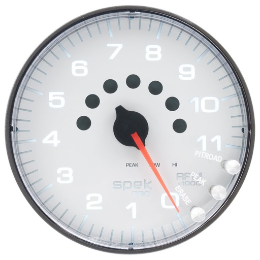 [ATM-P239128] AutoMeter 5" IN-DASH TACHOMETER, 0-11,000 RPM, SPEK-PRO, WHITE DIAL, BLACK BEZEL, FLAT ANTIGLARE LENS