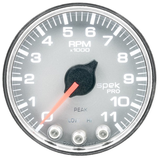 [ATM-P33621] AutoMeter 2-1/16" IN-DASH TACHOMETER, 0-11,000 RPM, SPEK-PRO, SILVER DIAL, CHROME BEZEL, CLEAR LENS