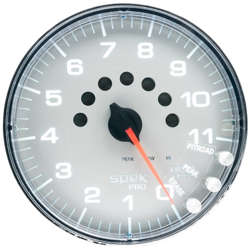 [ATM-P239218] AutoMeter 5" IN-DASH TACHOMETER, 0-11,000 RPM, SPEK-PRO, SILVER DIAL, CHROME BEZEL, FLAT ANTIGLARE LENS