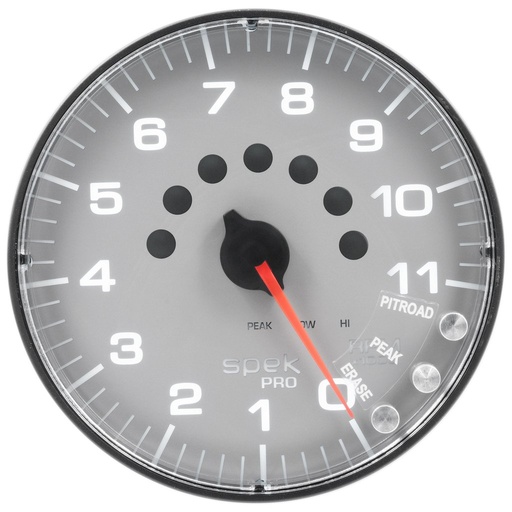 [ATM-P239228] AutoMeter 5" IN-DASH TACHOMETER, 0-11,000 RPM, SPEK-PRO, SILVER DIAL, BLACK BEZEL, FLAT ANTIGLARE LENS