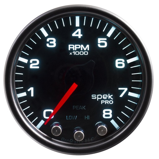 [ATM-P33452] AutoMeter 2-1/16" IN-DASH TACHOMETER, 0-8,000 RPM, SPEK-PRO, BLACK DIAL, BLACK BEZEL, SMOKED LENS