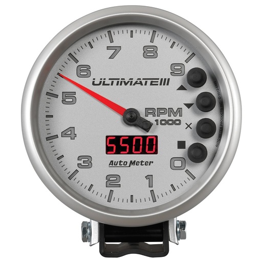 [ATM-6882] AutoMeter 5" tachometer, 0-9000 RPM, PEDESTAL, ULTIMATE III PLAYBACK, SILVER