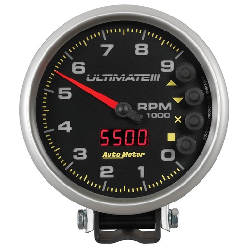 [ATM-6887] AutoMeter 5" tachometer, 0-9000 RPM, PEDESTAL, ULTIMATE III PLAYBACK, BLACK