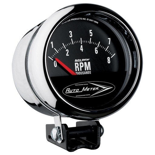 [ATM-2897] AutoMeter 3-3/4" PEDESTAL RETRO TACH, 0-8,000 RPM, SHORT SWEEP, TRADITIONAL CHROME