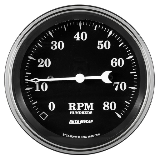 [ATM-1790] AutoMeter 3-3/8" tachometer, 8K RPM, IN-DASH, OLD TYME BLACK