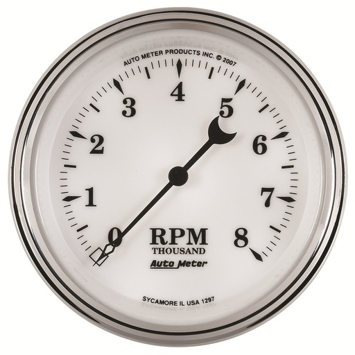 [ATM-1297] AutoMeter 3-3/8" IN-DASH tachometer, 0-8,000 RPM, OLD-TYME WHITE II