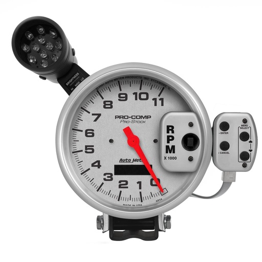 [ATM-6834] AutoMeter 5" TACHOMETER, 0-11,000 RPM, PRO-STOCK PEDESTAL W/ SUPER LITE & PEAK MEM, ULTRA-LITE