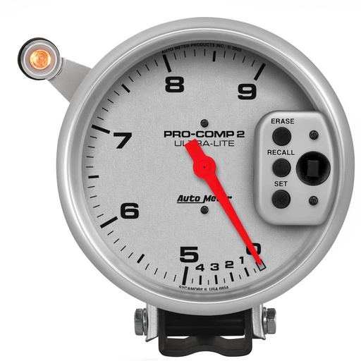 [ATM-6854] AutoMeter 5" TACHOMETER, 0-9000 RPM, PEDESTAL W/ QUICK LITE, DUAL RANGE W/PEAK MEMORY, ULTRA-LITE
