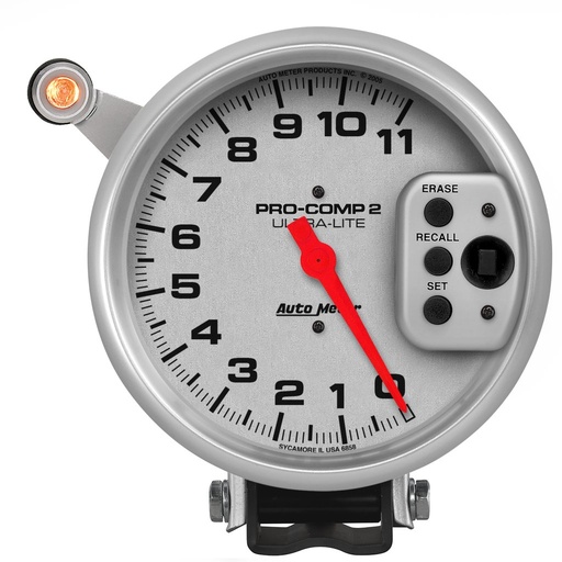 [ATM-6858] AutoMeter 5" TACHOMETER, 0-11,000 RPM, PEDESTAL W/ QUICK LITE, W/PEAK MEMORY, ULTRA-LITE