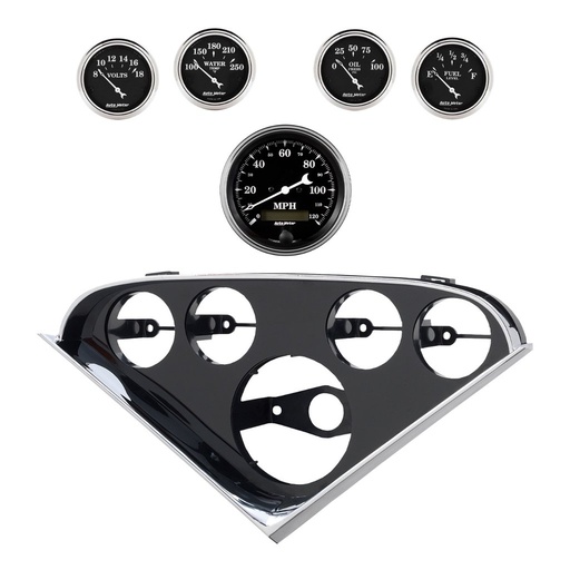 [ATM-2208-07] AutoMeter 5 GAUGE DIRECT-FIT DASH KIT, CHEVY TRUCK 1955-59, OLD TYME BLACK