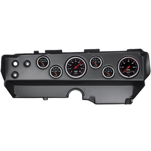 [ATM-7029-DB] AutoMeter 6 GAUGE DIRECT-FIT DASH KIT, E-BODY / CUDA / CHALLENGER 70-74, DESIGNER BLACK