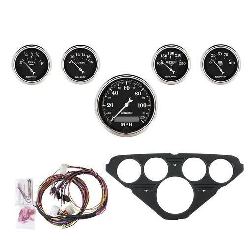 [ATM-7049-OTB] AutoMeter 5 GAUGE DIRECT-FIT DASH KIT, CHEVY TRUCK 55-59, OLD TYME BLACK