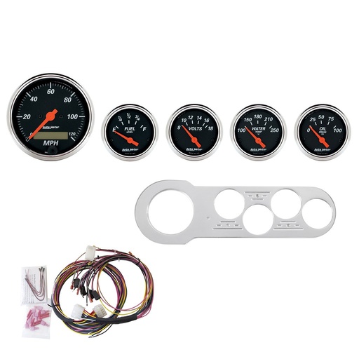 [ATM-7042-DB] AutoMeter 5 GAUGE DIRECT-FIT DASH KIT, CHEVY CAR 53-54, DESIGNER BLACK