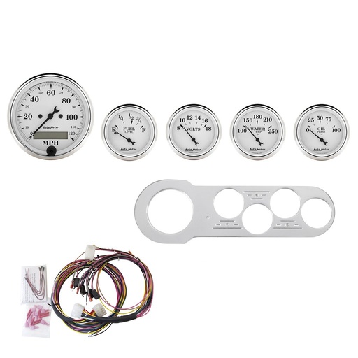 [ATM-7042-OTW] AutoMeter 5 GAUGE DIRECT-FIT DASH KIT, CHEVY CAR 53-54, OLD TYME WHITE