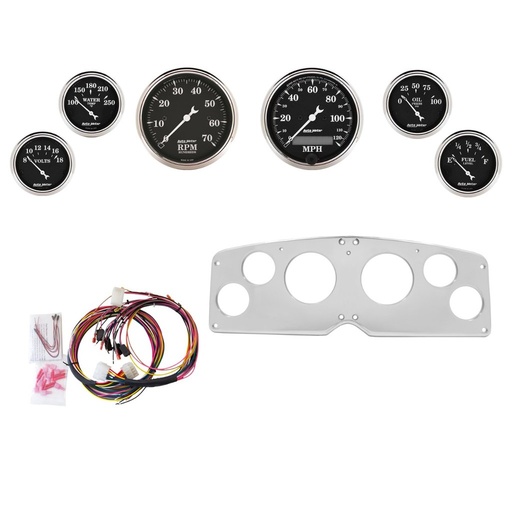 [ATM-2939-07] AutoMeter 6 GAUGE DIRECT-FIT DASH KIT, GMC TRUCK 54-55, OLD TYME BLACK